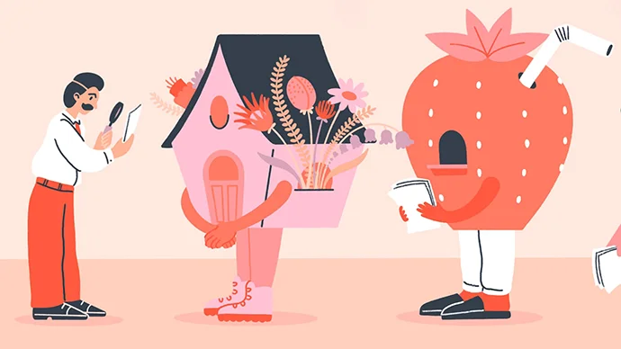 Cartoon of man inspecting SBA loan documentation