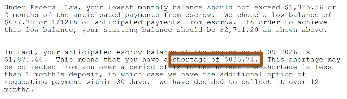 Escrow Analysis Sample