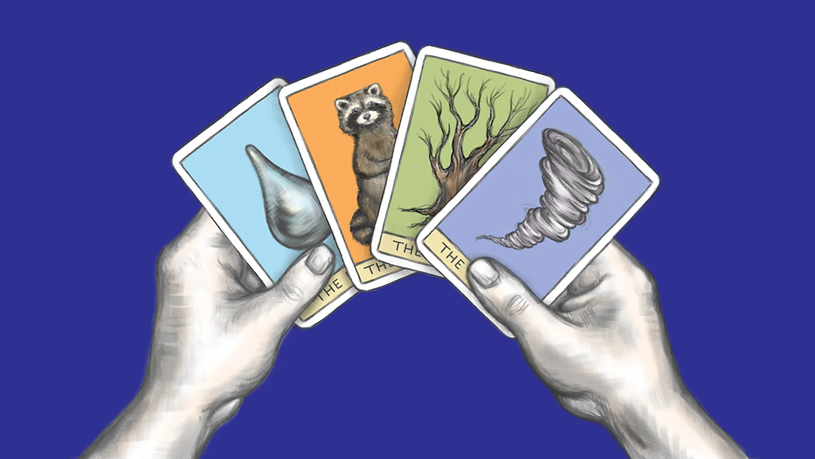 Graphic of playing cards with different kinds of damage you may need to insure against.