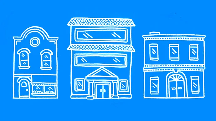 Professional Help With Your Business Drawing of business storefronts