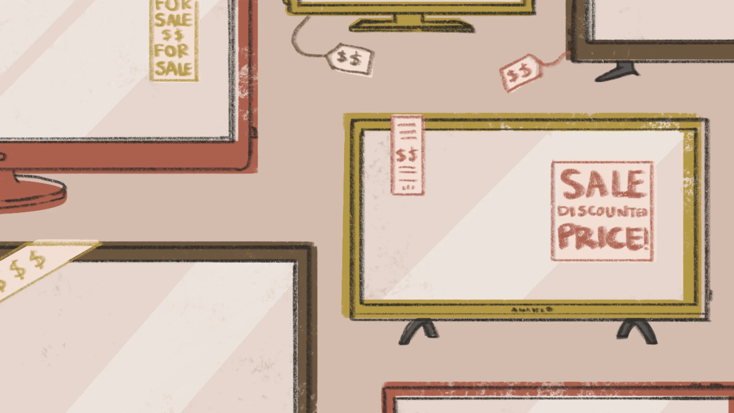 Graphic of various televisions for sale
