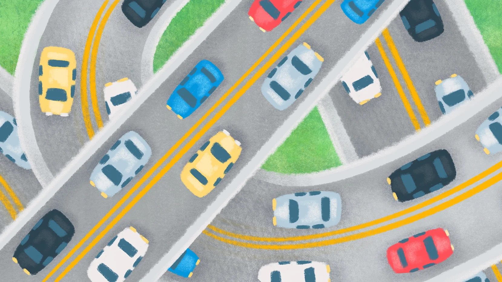 Graphic of cars on a freeway overpass