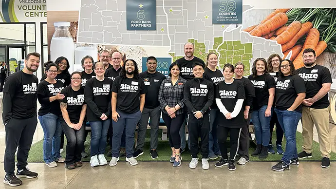 Blaze staff members pose for a photo at Second Harvest Heartland