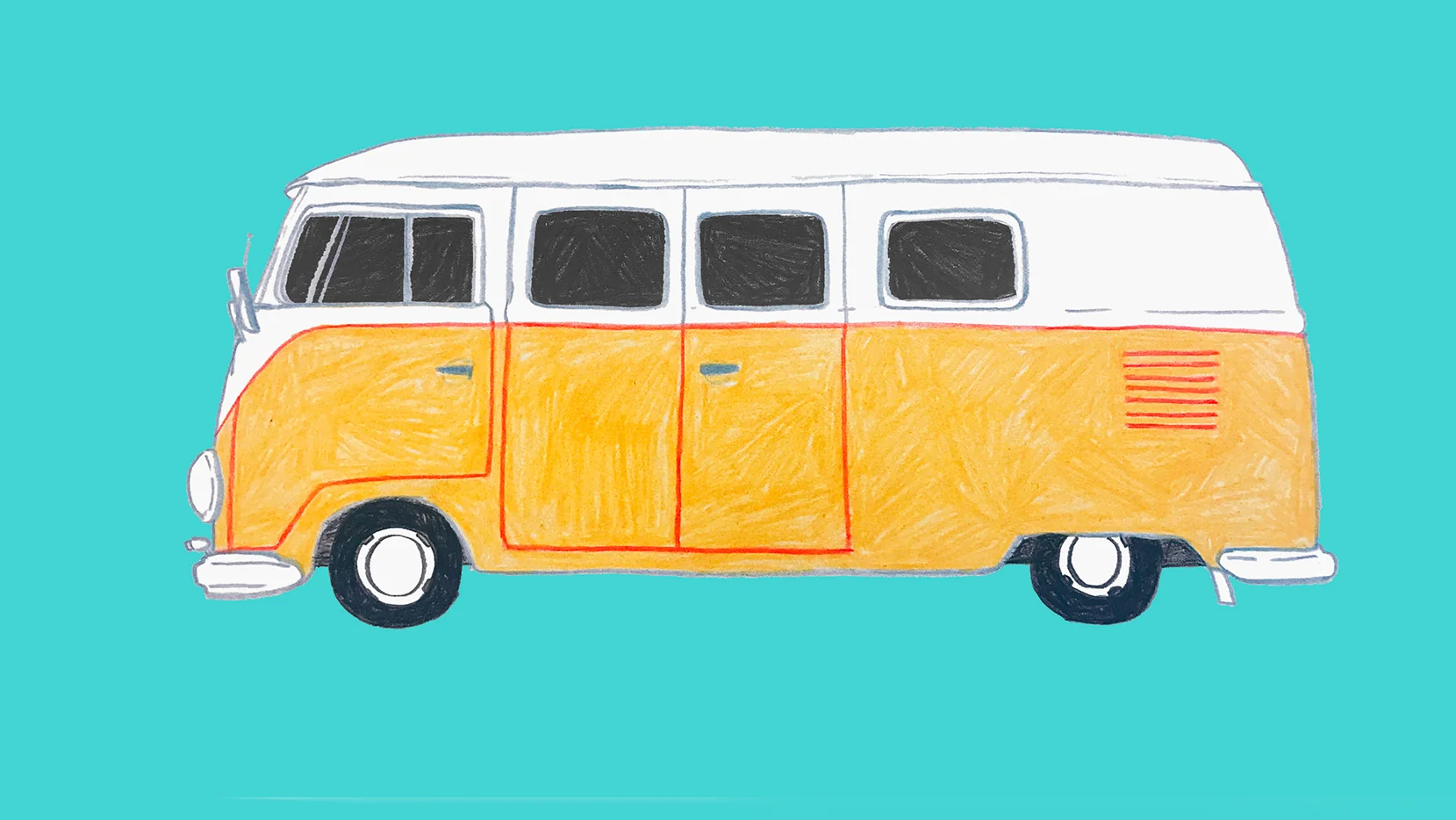 Graphic of a vintage van